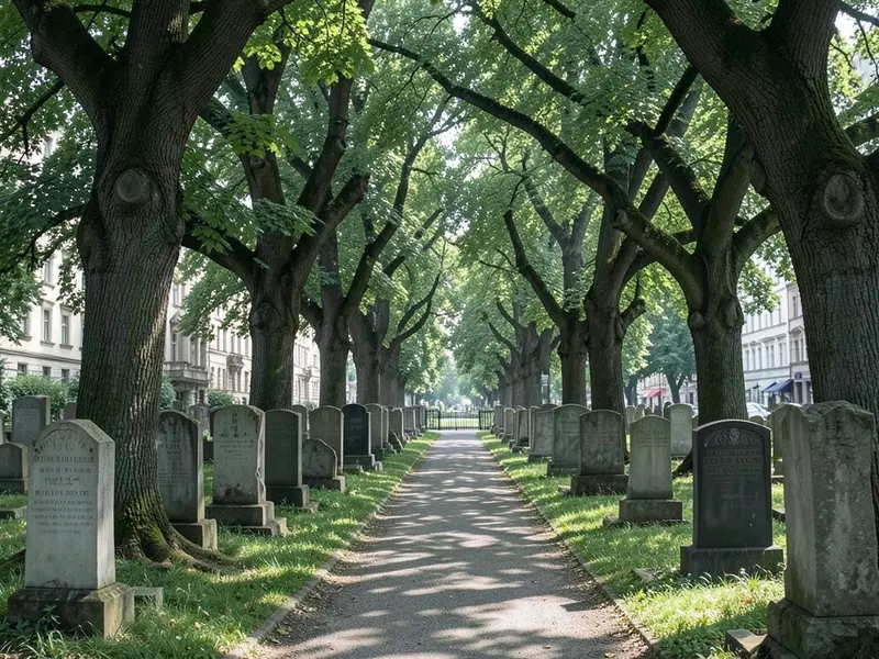 Berlin — historischer Friedhof mit Linden