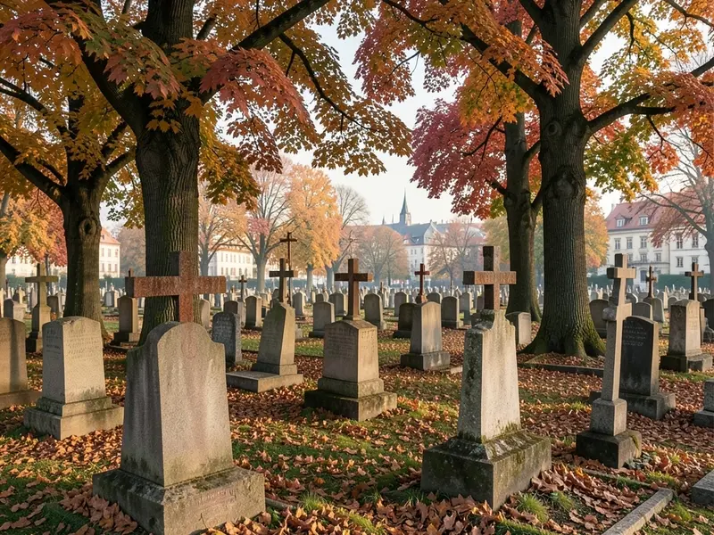 München — historischer Friedhof mit alten Bäumen