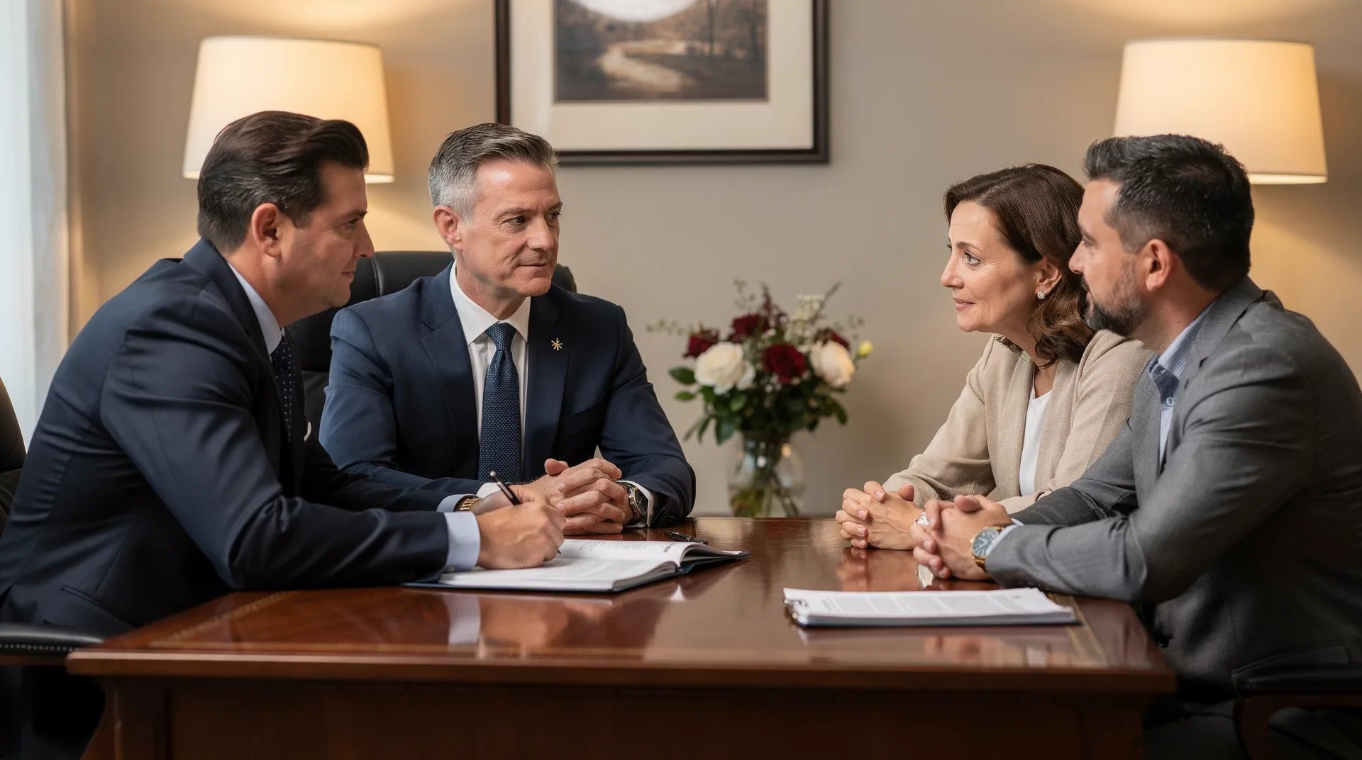 Bestatter im Gespräch mit Familie
