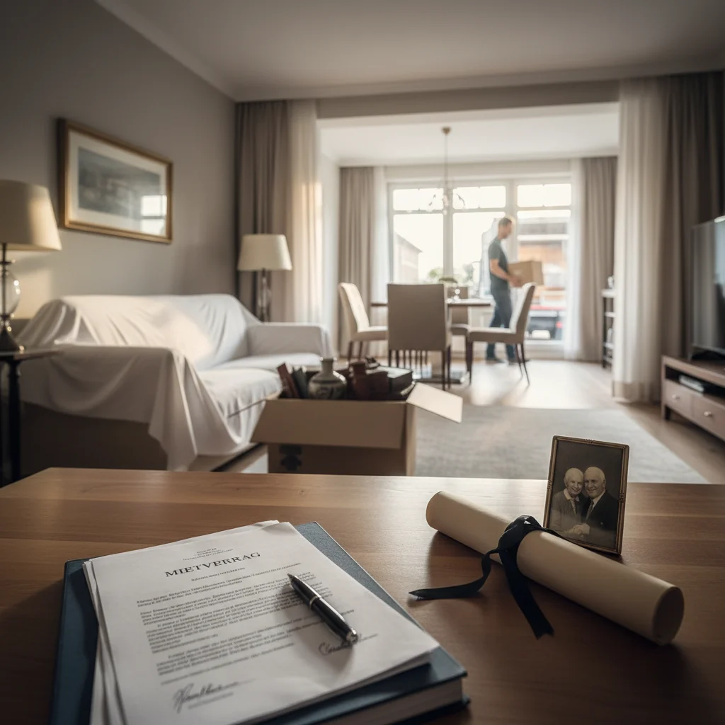 Wohnungsschlüssel und Mietvertrag mit Kündigung